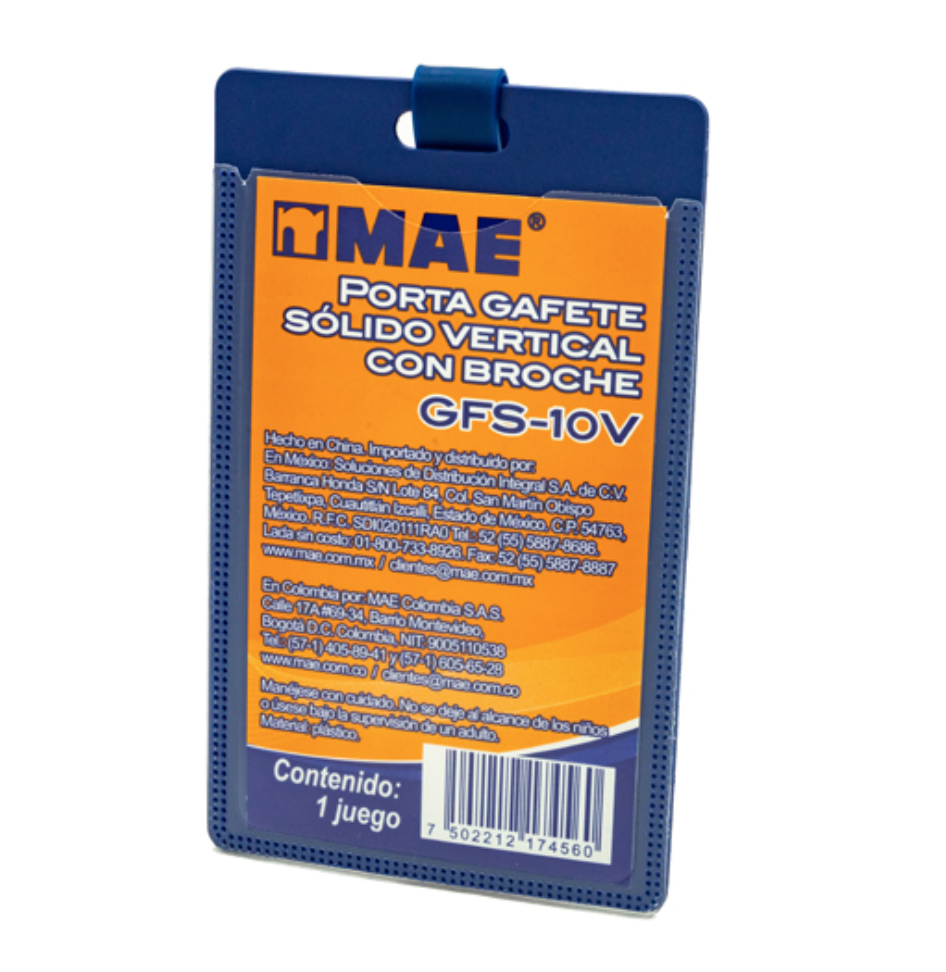 Gafete transparente vertical marca mae 1pieza	