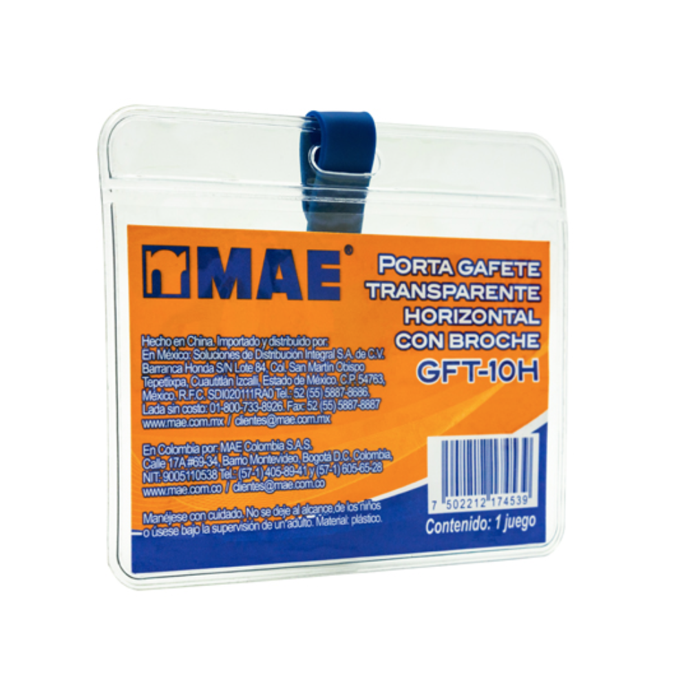 Gafete transparente vertical marca mae 1pieza	