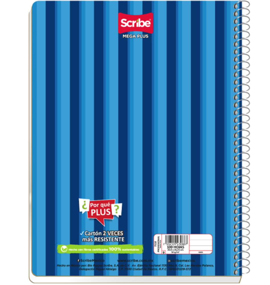 Cuaderno espiral forma francesa Estrella raya 100 hojas	