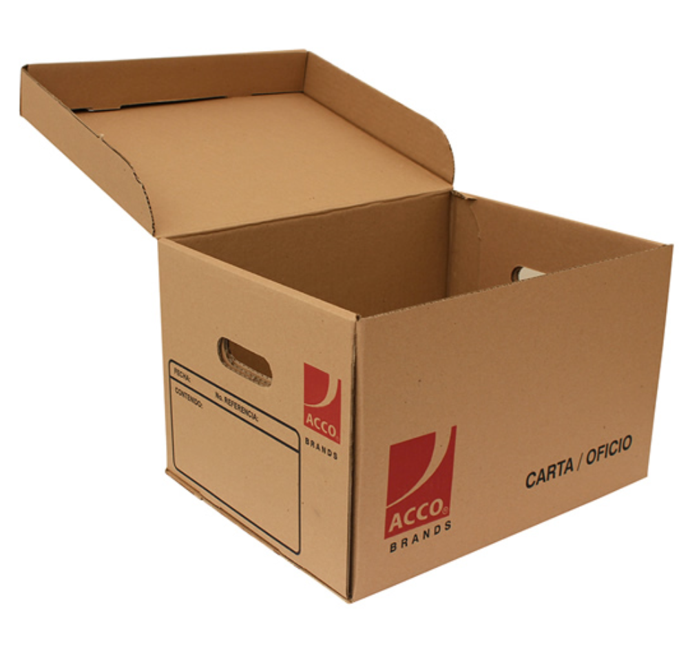 Caja de archivo carta/oficio ACCO hecha de cartón corrugado kraft	