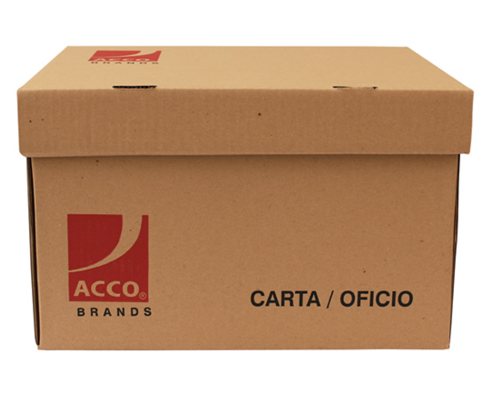 Caja de archivo carta/oficio ACCO hecha de cartón corrugado kraft	