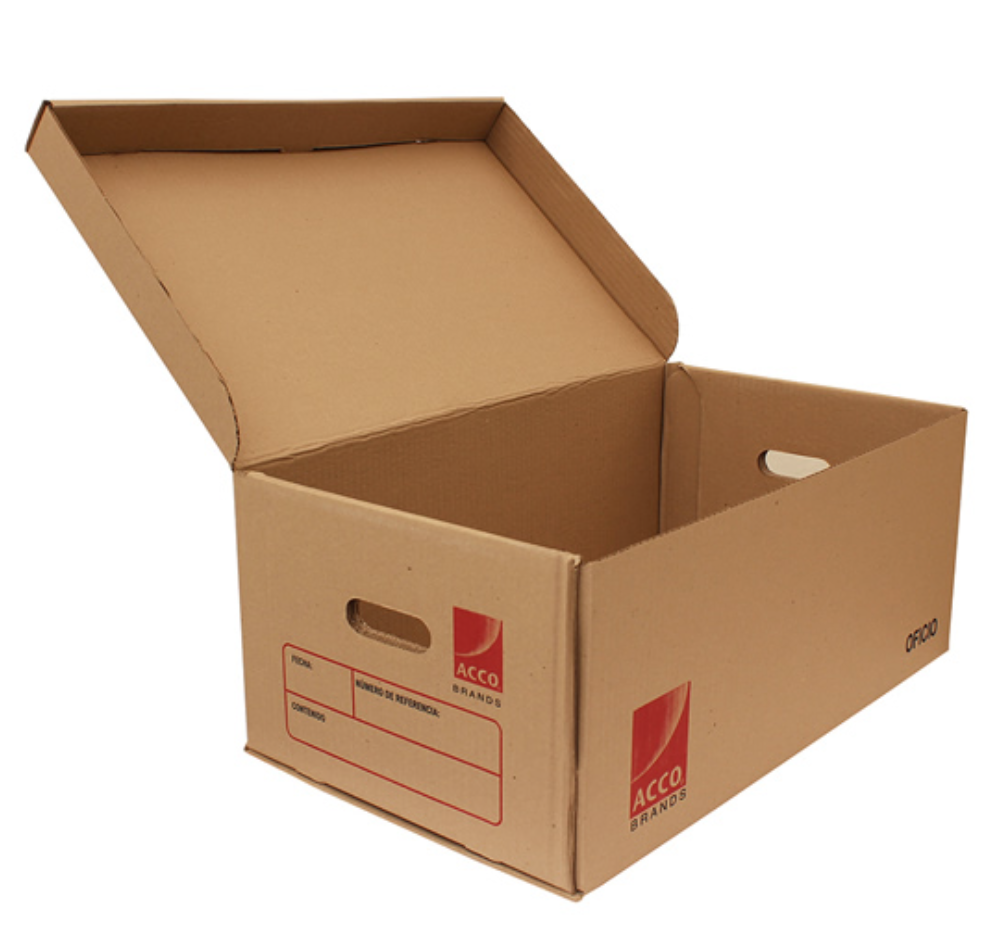 Caja de archivo oficio ACCO hecha de cartón corrugado kraft	