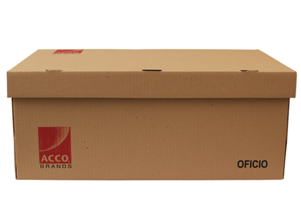 Caja de archivo oficio ACCO hecha de cartón corrugado kraft	