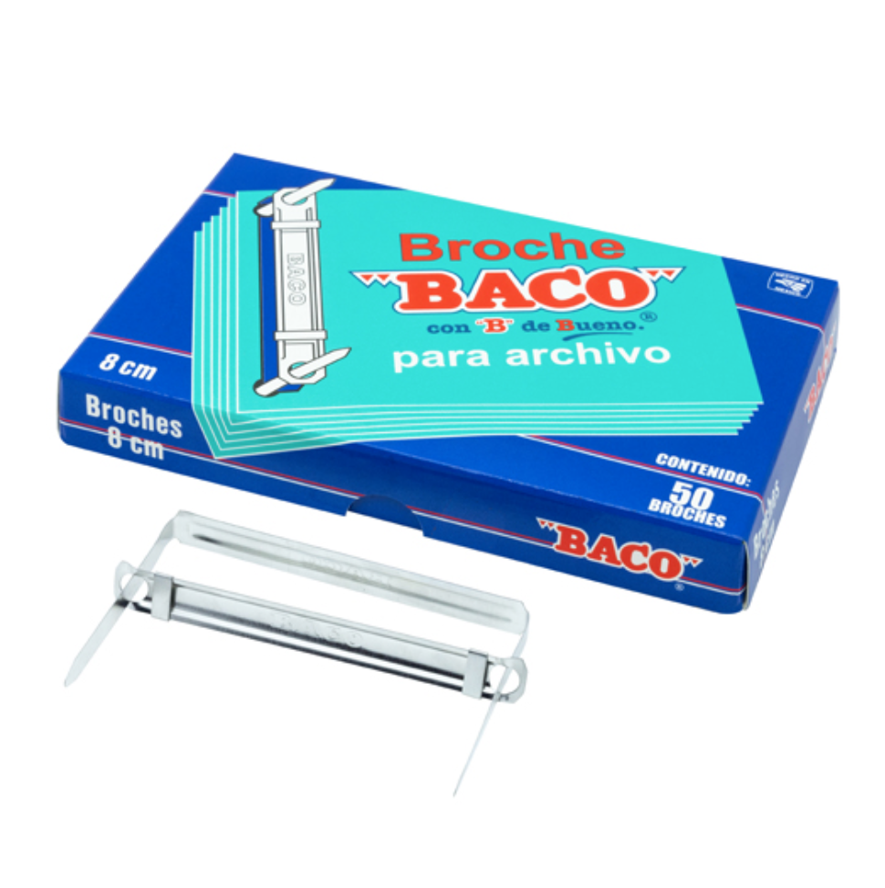 Broche Baco 8cm clásico, 1 caja con 50 broches	