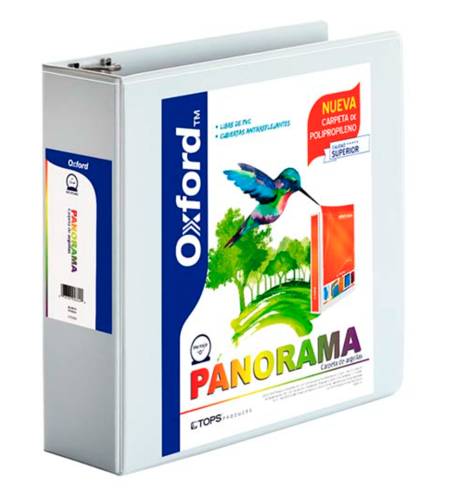 [ESS-CAR-PP00304] Carpeta panorámica Oxford carta color blanco de 3" herraje "O"