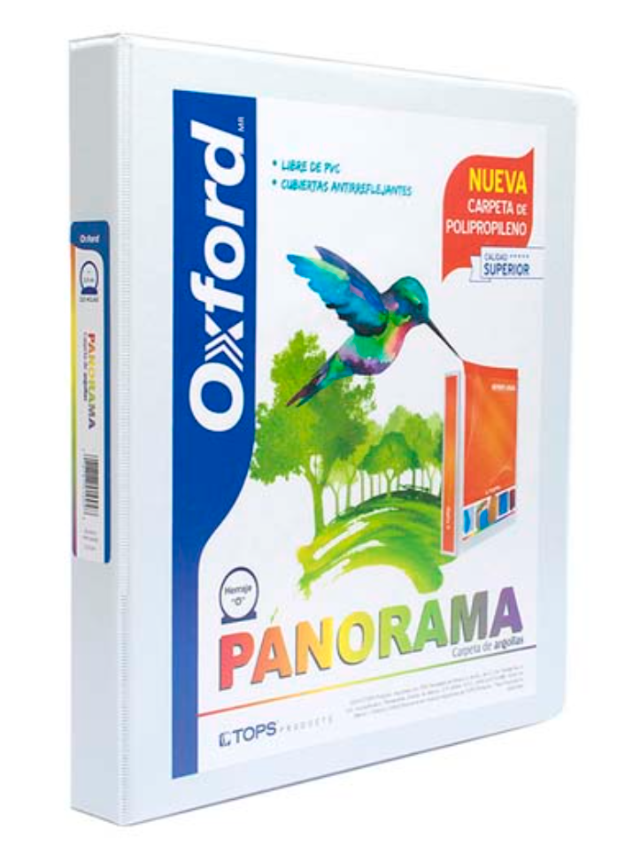 Carpeta panorámica Oxford carta color blanco de 1" herraje "O"