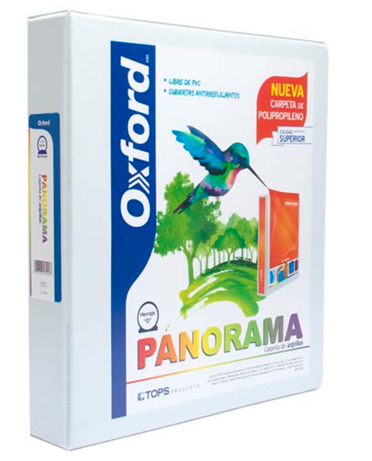 Carpeta panorámica Oxford carta color blanco de 0.5" herraje "O"