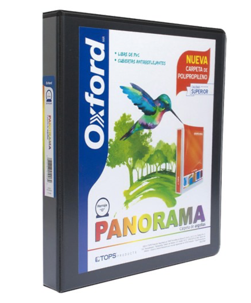 Carpeta panorámica Oxford carta color negro de 1" herraje "O"