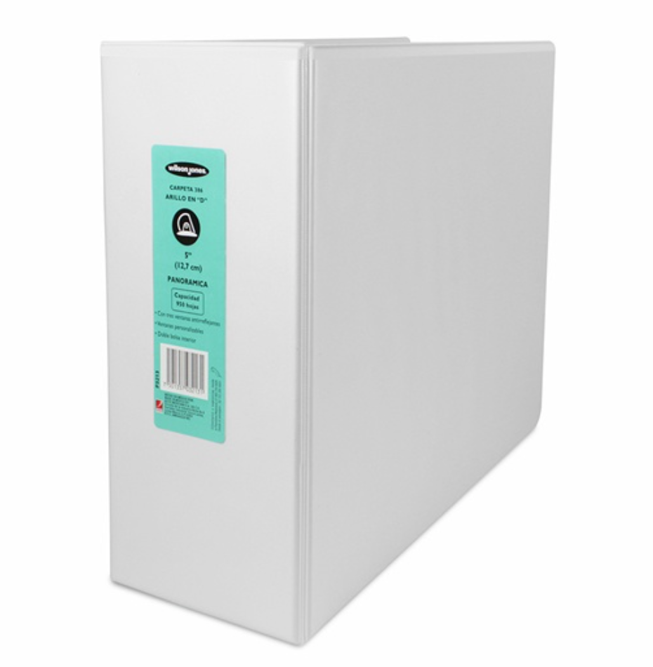 Carpeta panorama herraje D 5" ACCO color blanco, tamaño carta