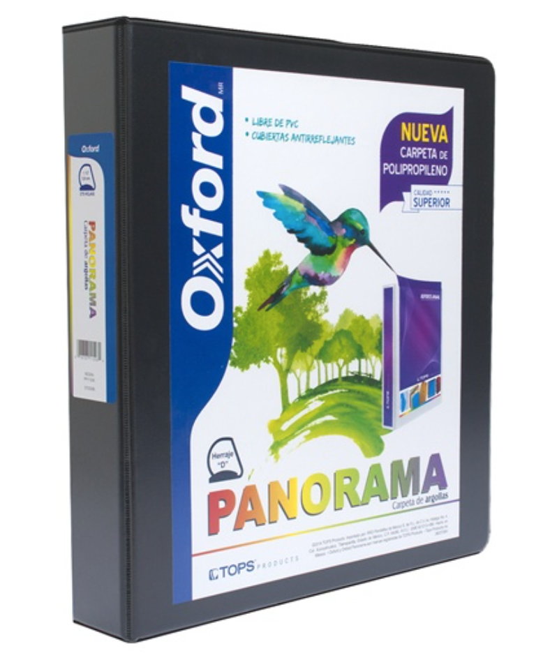 Carpeta panorámica Oxford carta color negro de 1.5" herraje "D"