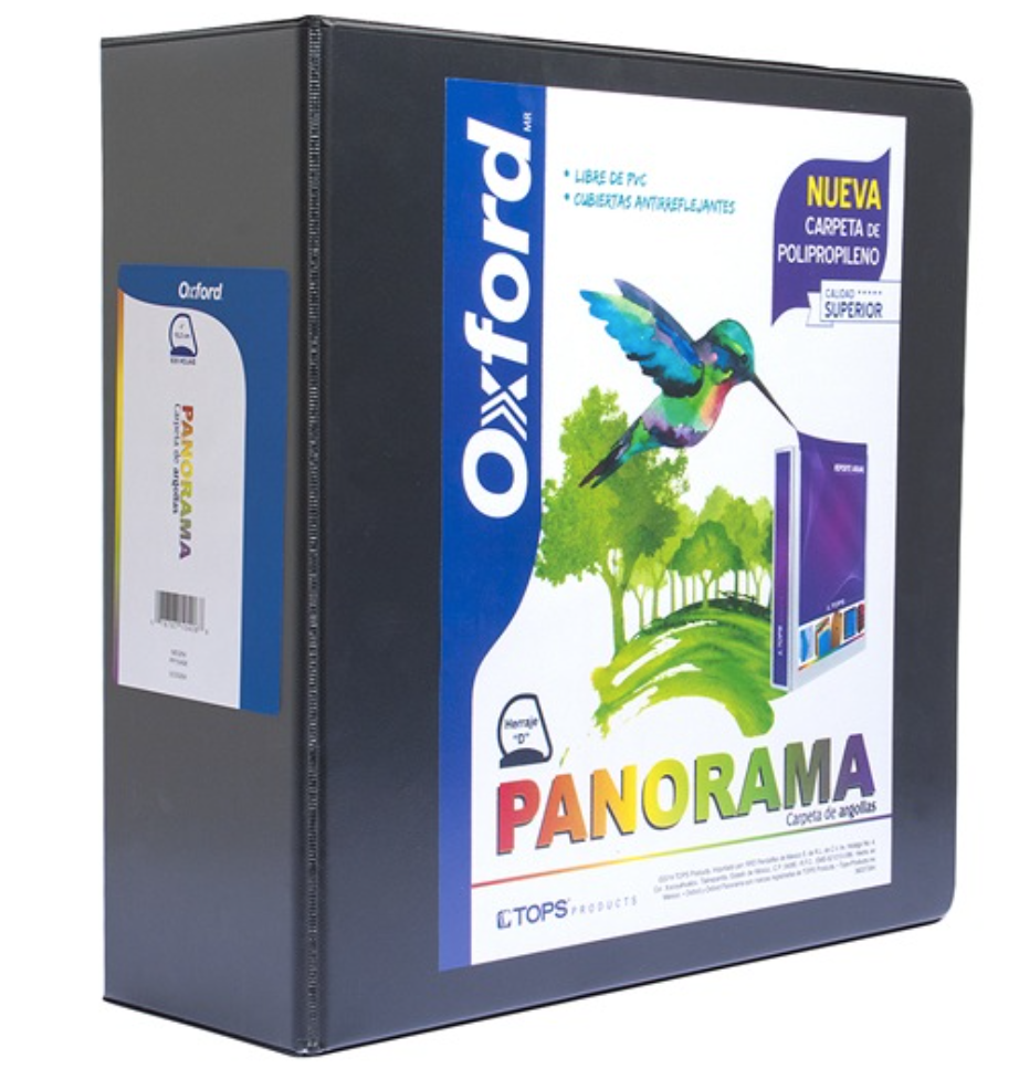 Carpeta panorámica Oxford carta color negro de 4" herraje "D"