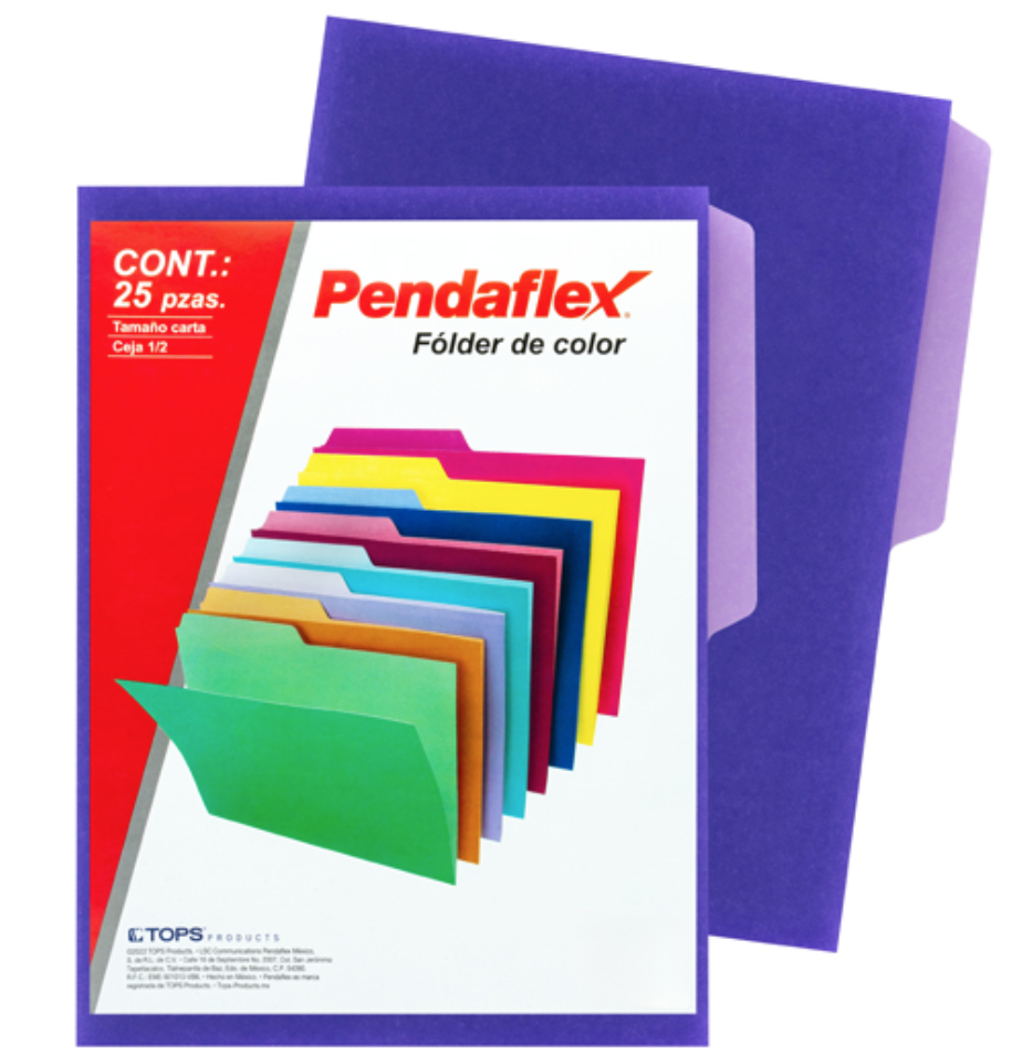 Folder de color Pendaflex carta color violeta ceja 1/2 caja con 25 piezas	