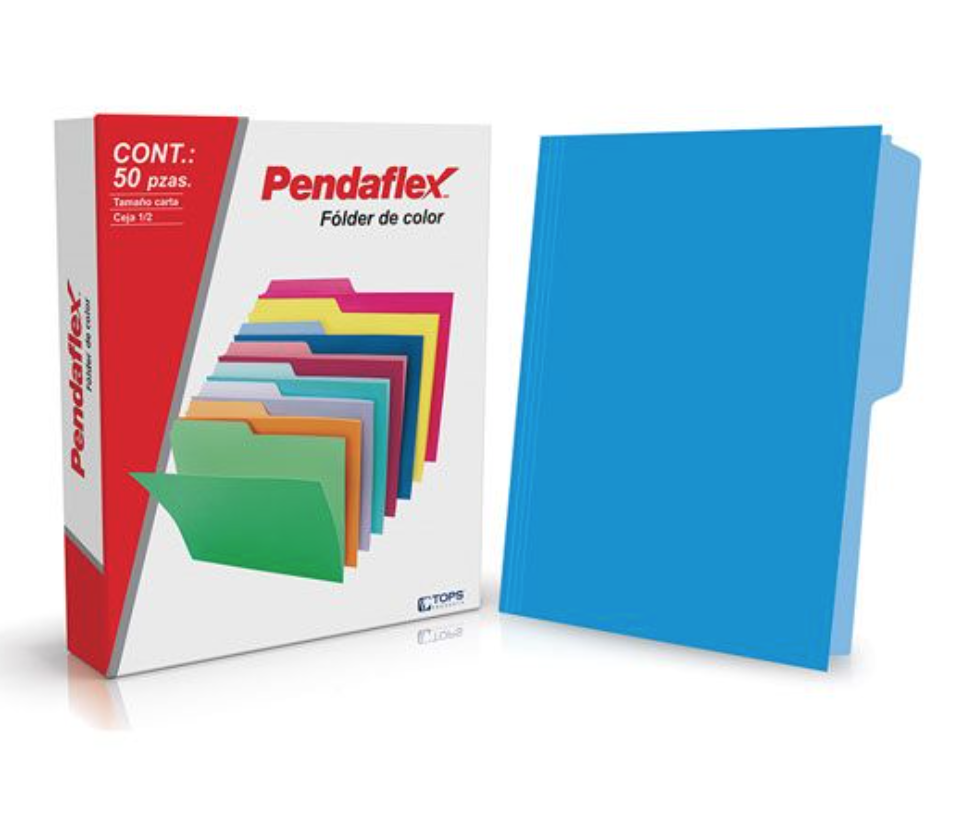 Folder de color Pendaflex carta color azul ceja 1/2 caja con 50 piezas	