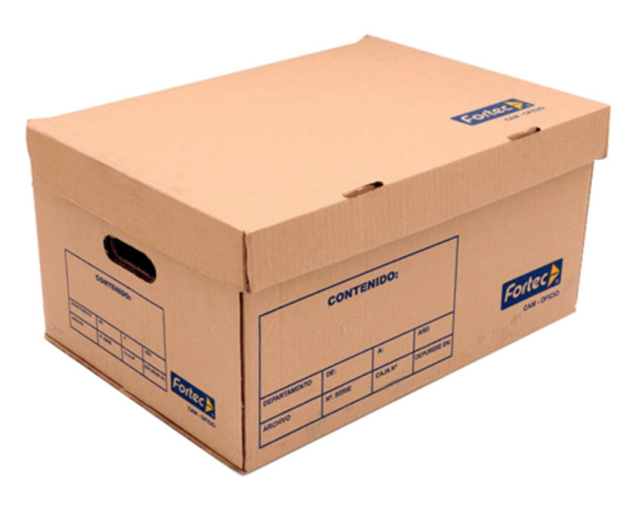 Caja de archivo de cartón Fortec oficio con tapa incluida