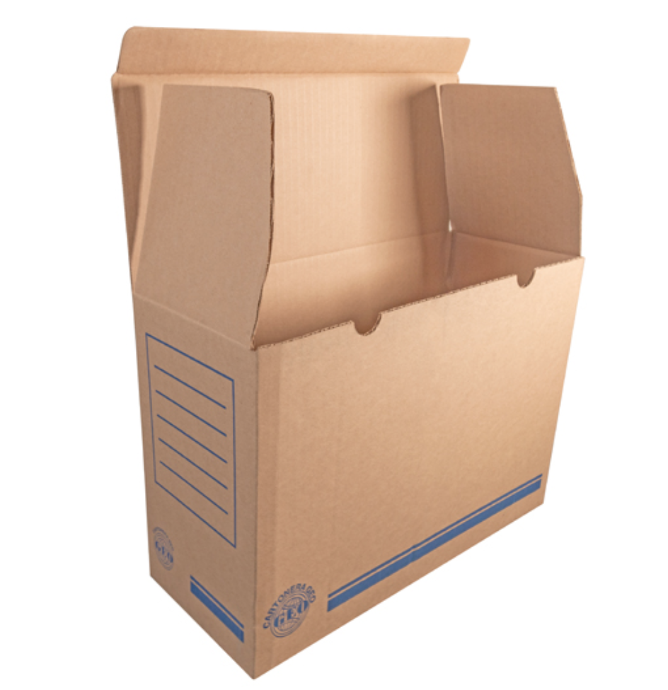 Caja tipo galletera GEO kraft archivo histórico	