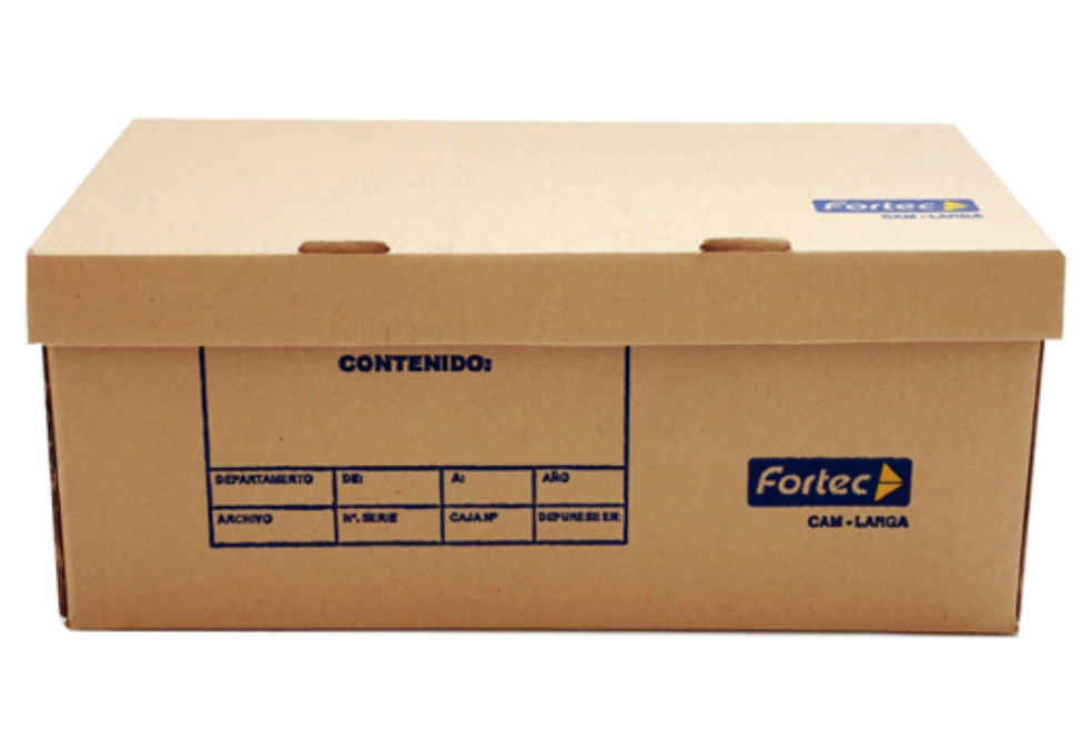 Caja de archivo de cartón Fortec oficio larga con tapa incluida