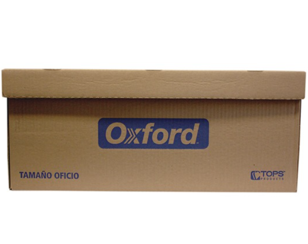 Caja para archivo Oxford Kraft oficio tapa integrada tipo cofre	