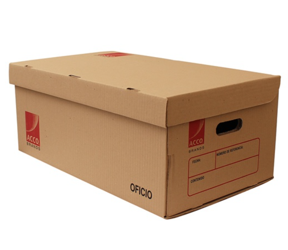 Caja de archivo oficio ACCO hecha de cartón corrugado kraft	