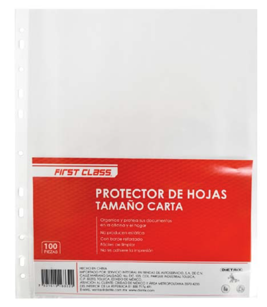 Protector de hojas Dietrix tamaño carta 100 piezas 