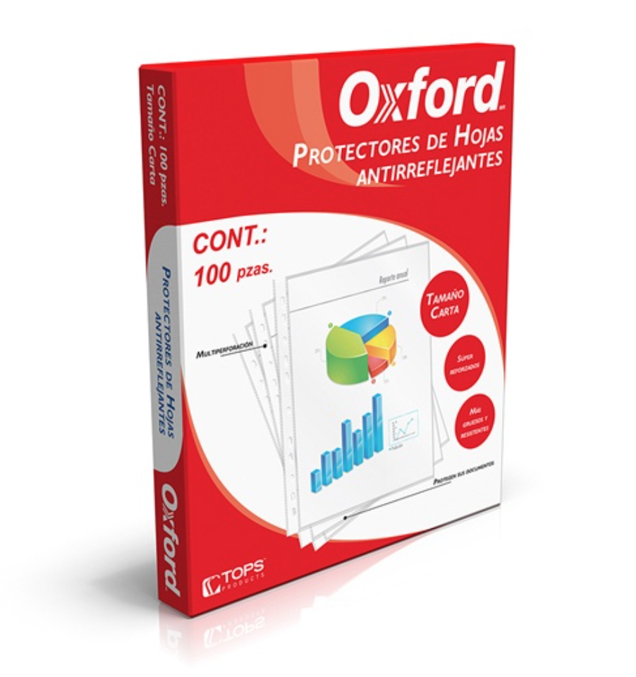 Protector de hojas Oxford carta antirreflejante caja con 100 pzas	