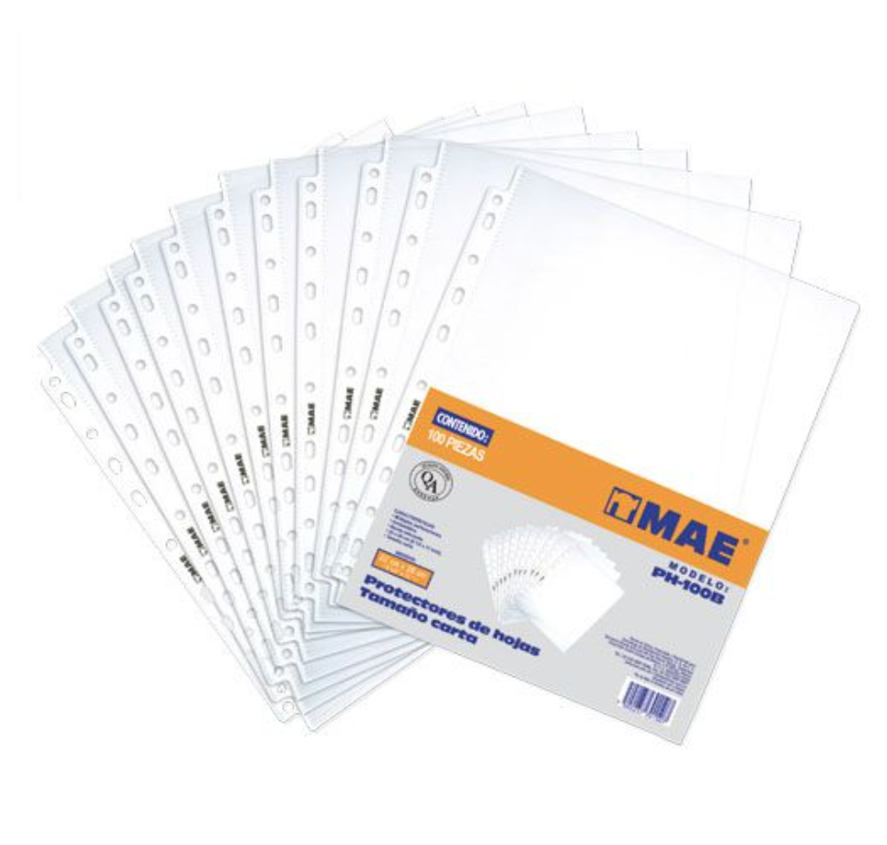[MAE-PRH-PH100B] Protector de hojas mae tamaño carta bolsa con 100 piezas