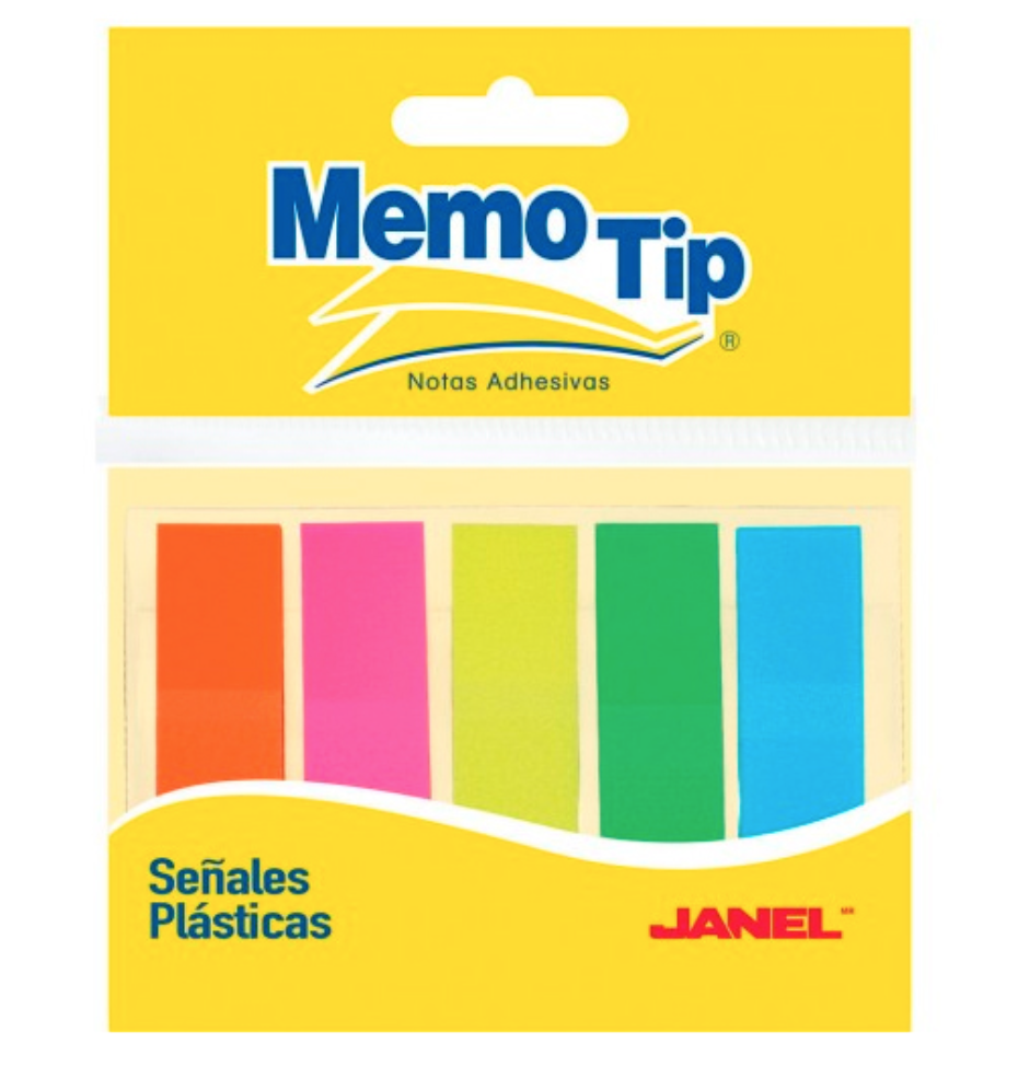 [JAN-SEP-16795] Señales plásticas memo tip 5 colores bolsa con 125 señales neón
