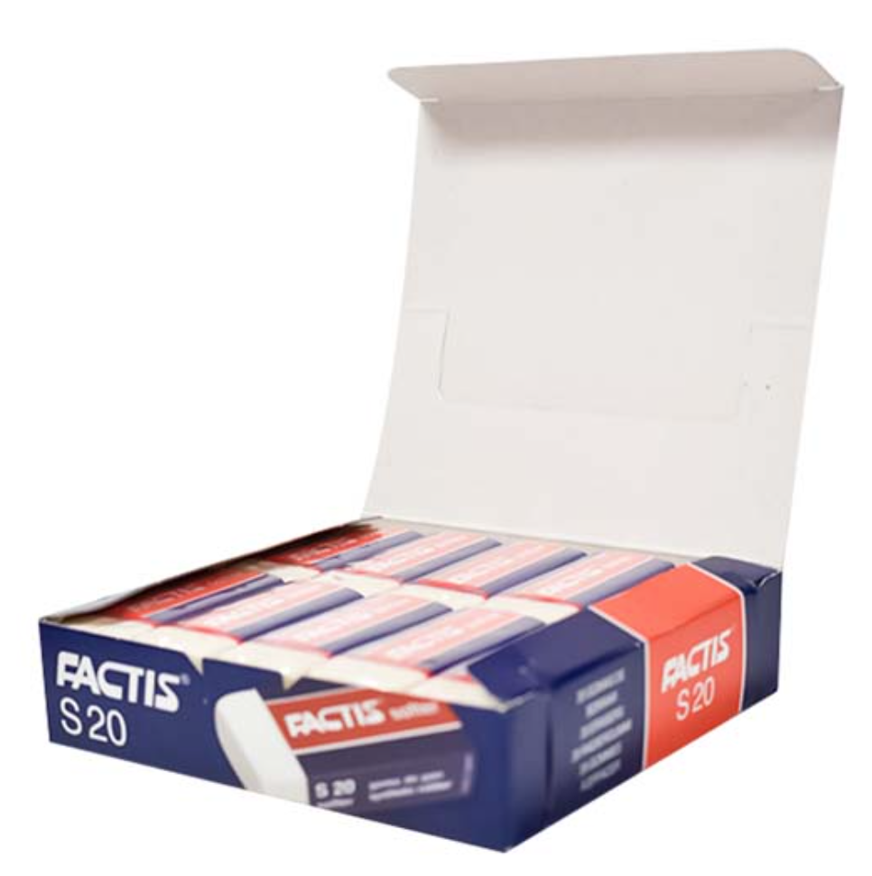 Goma de borrar Factis S20 con faja de cartón caja 20	