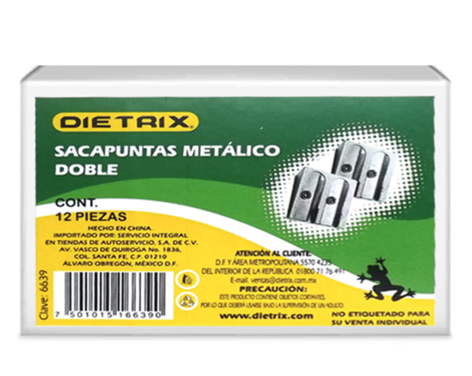 Sacapuntas metálico doble Dietrix 12 piezas	
