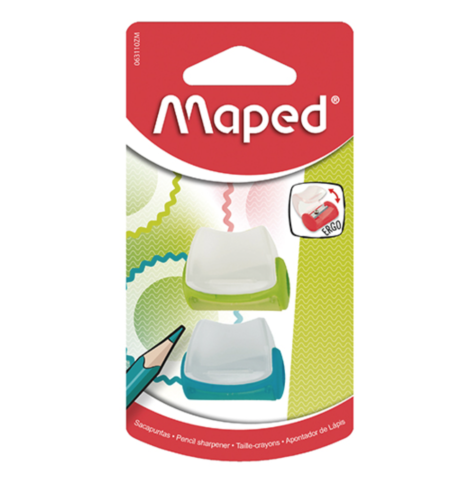 [MPD-SAC-063110Z] Sacapuntas vivo Maped 1 orificio 2 piezas colores surtidos