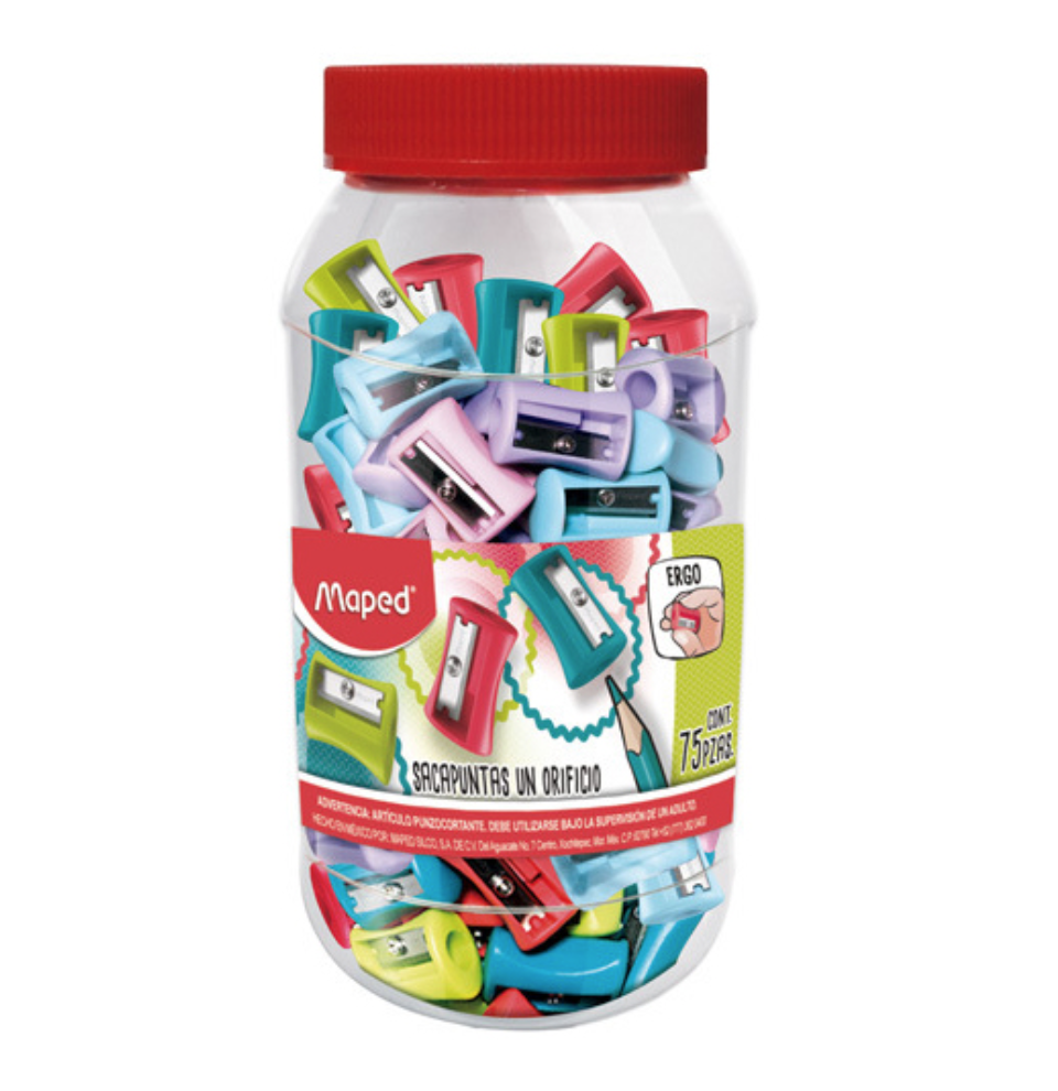 Sacapuntas vivo Maped 1 orificio 75 piezas colores surtidos	