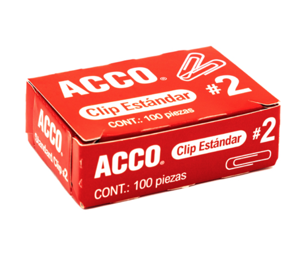 Clip estándar no. 2 ACCO capacidad hasta20 hojas	