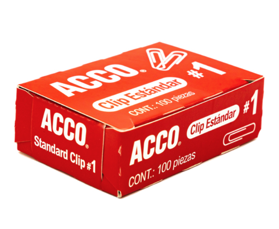 Clip estándar no. 1 ACCO capacidad hasta25 hojas	