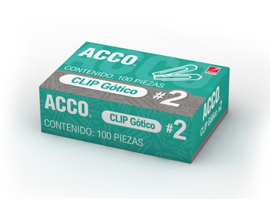 [ACO-CLI-P1690] Clip gótico no. 2 ACCO capacidad hasta 15 hojas
