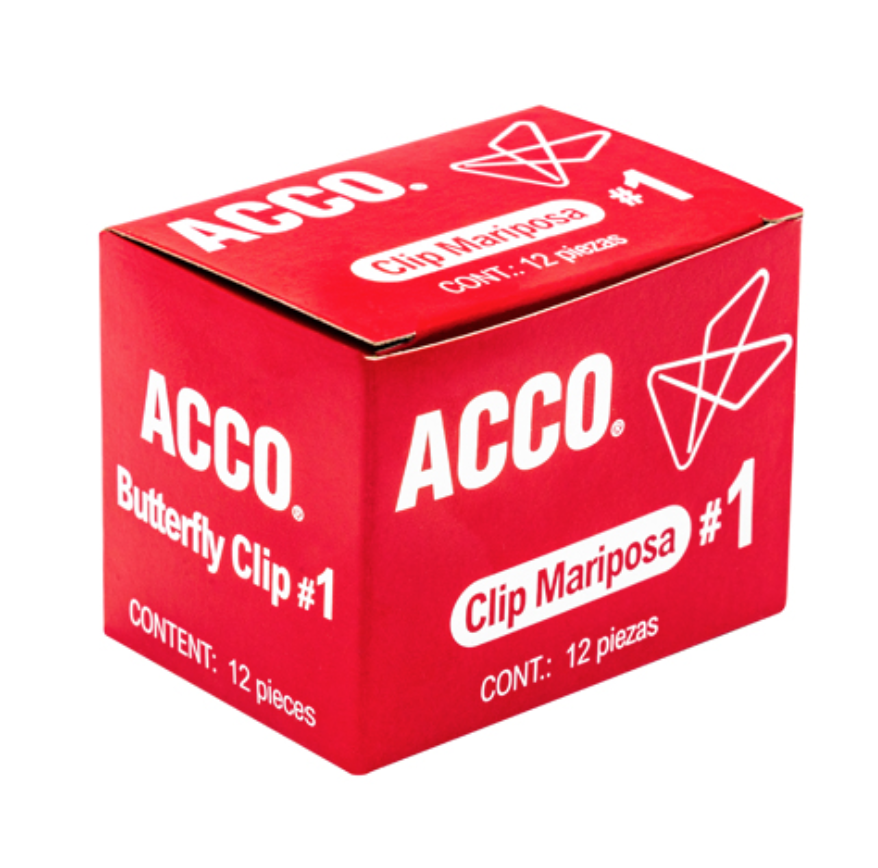 Clip mariposa no. 1 ACCO capacidad hasta150 hojas	