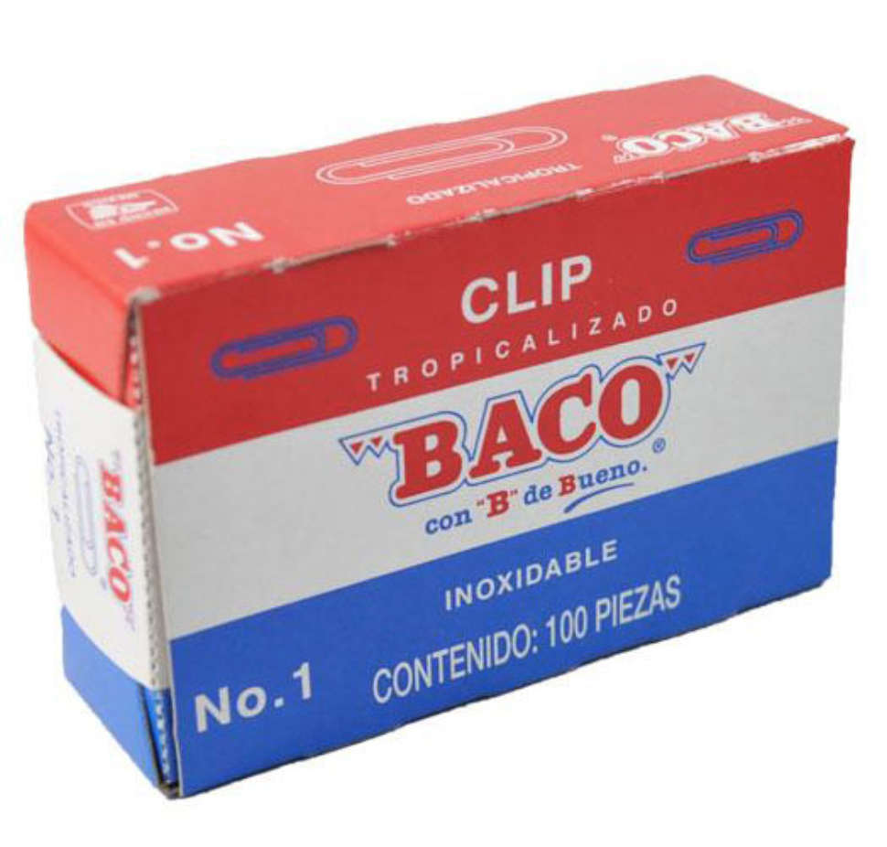 Clip Baco tropicalizado no.1, 1 caja con 100 clips	