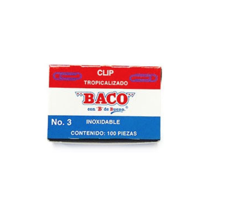 Clip Baco tropicalizado no.3, 1 caja con100 clips	