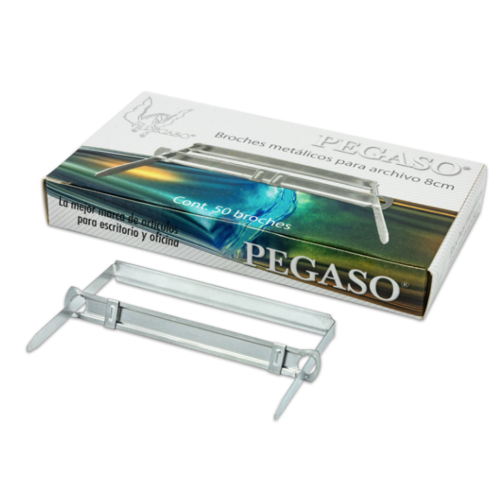 [AZO-BRO-50M] Broche de 8 cm Pegaso caja con 50 pzas