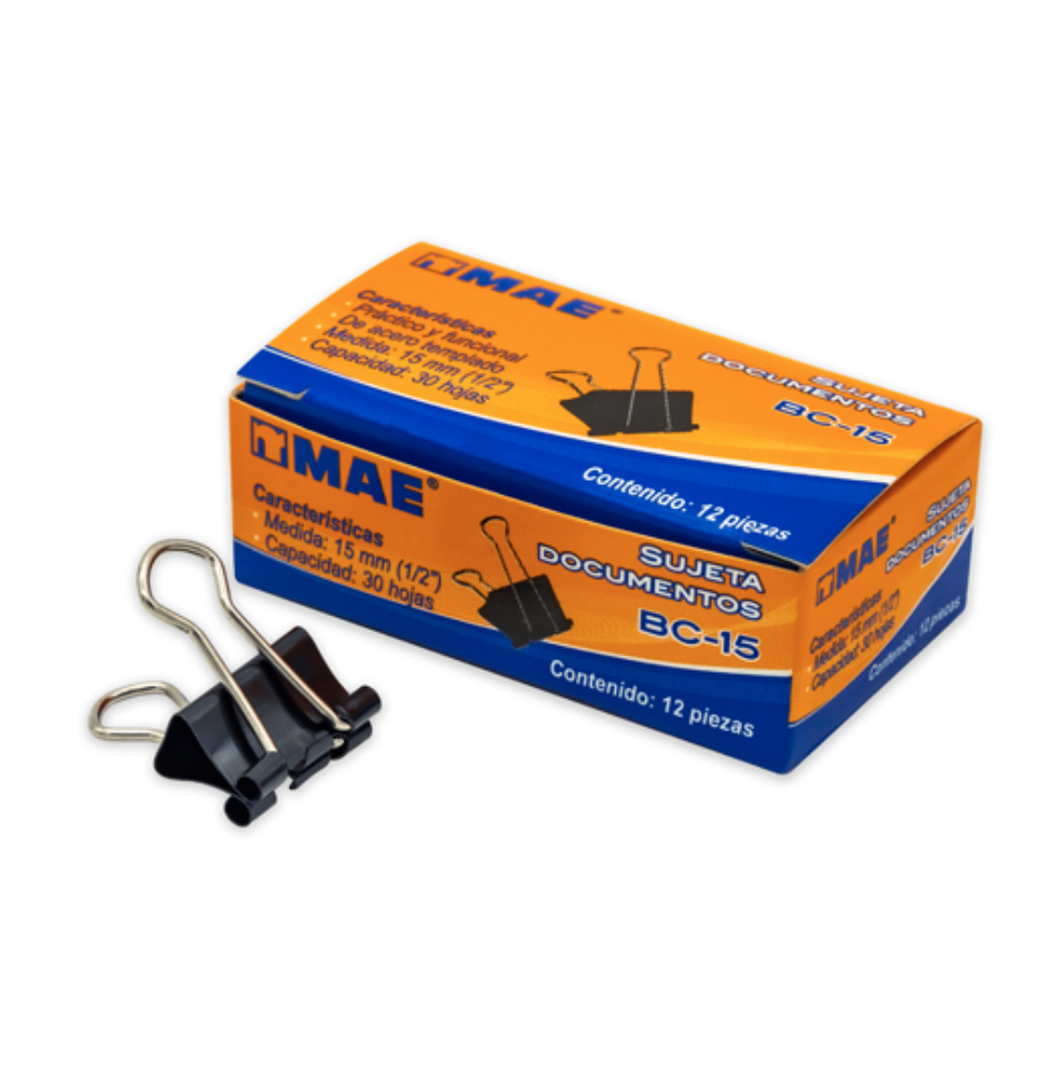 [MAE-SUJ-BC15] Sujeta documentos mae de 15 mm 12 piezas