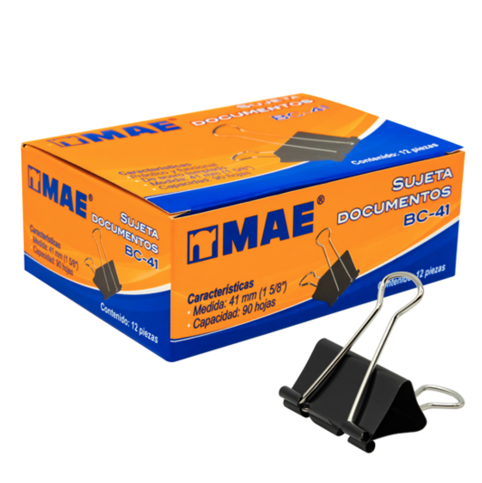 Sujeta documentos mae de 41 mm 12 piezas