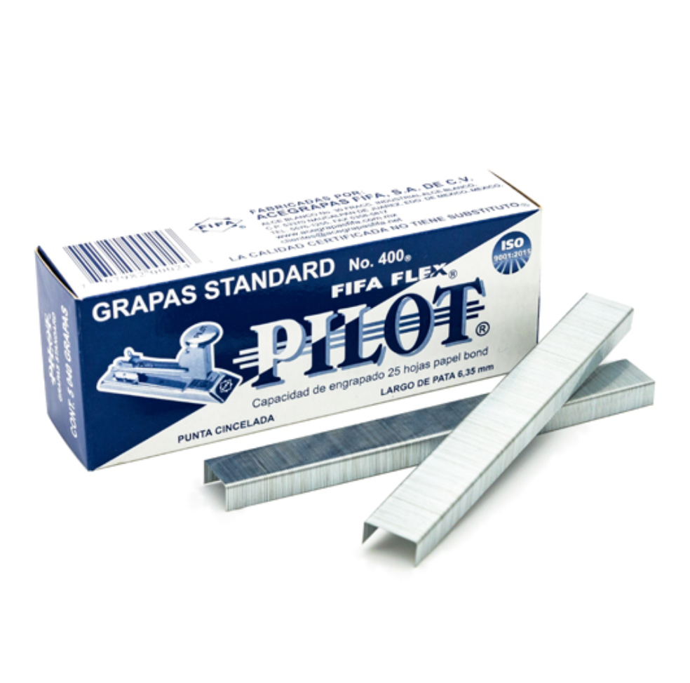 Grapas estándar 26/6 Pilot FIFA Flex No. 400 caja con 5,040 grapas	