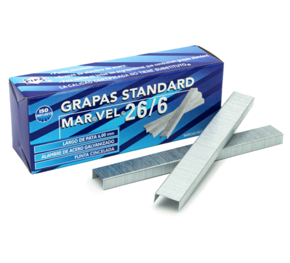 Grapas estándar 26/6 Mar Vel Pilot caja con 5,000 grapas	