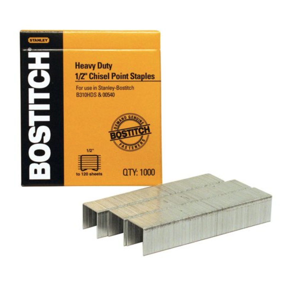 Grapas Bostitch de uso pesado, 1/2 caja con 1000 grapas