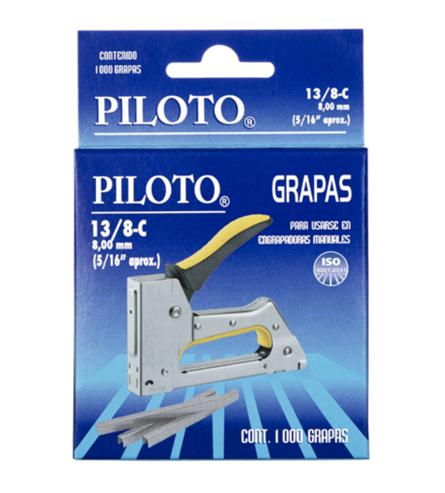 [PIL-GRA-P0715] Grapas estándar 5/16 para clavadora 13/8-C Pilot caja con 1,000 grapas