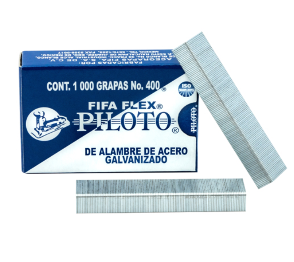 Grapas estándar 26/6 Pilot FIFA Flex No. 400 caja con 1,000 grapas	