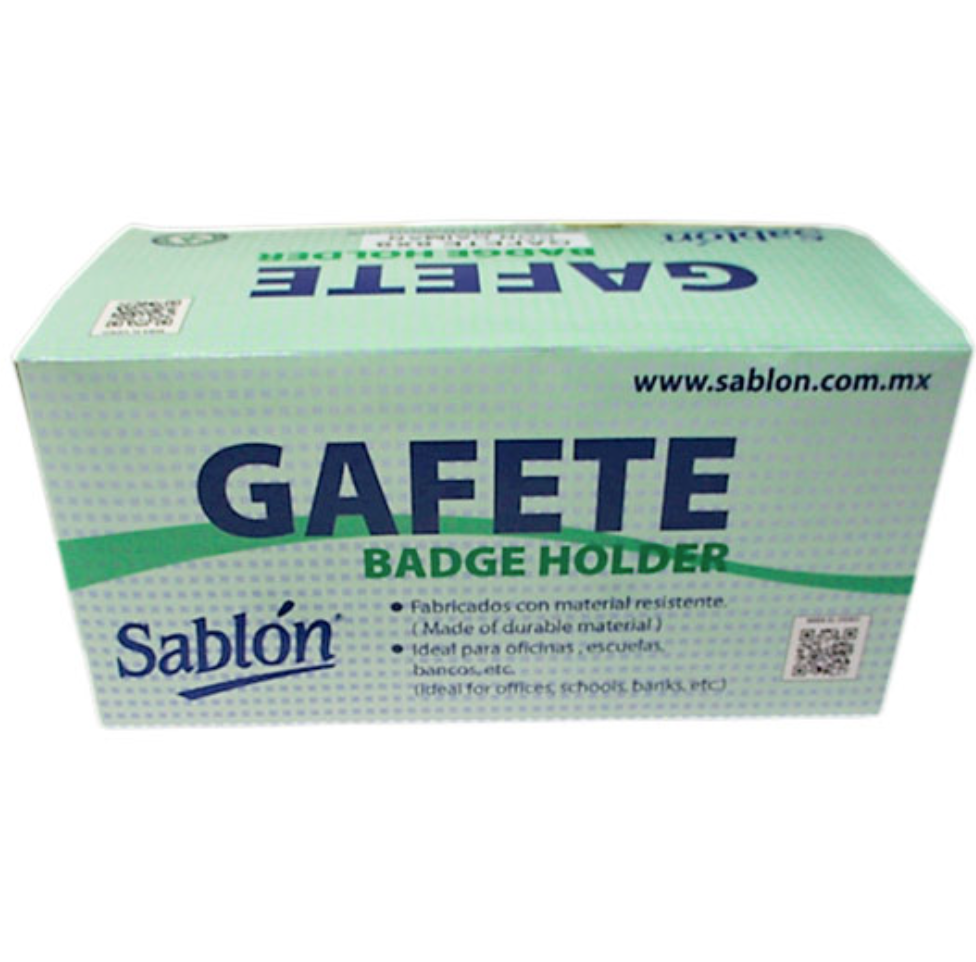 [AZO-GAF-1041C] Gafete con caimán Sablón uso vertical/horizontal 6x9 cm caja con 40 pzas