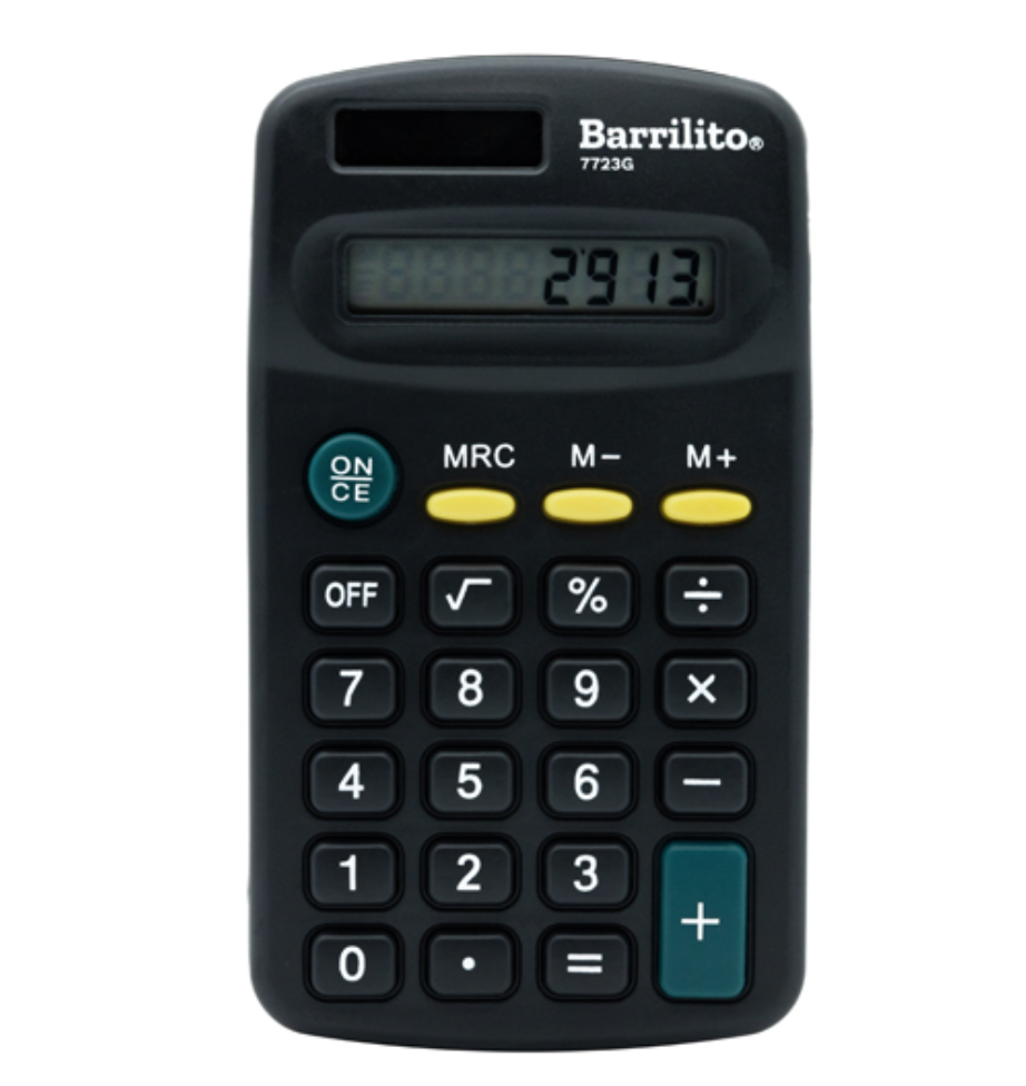 [BAR-CAL-7723G] Calculadora básica 8 dígitos Barrilito calculadora de bolsillo	