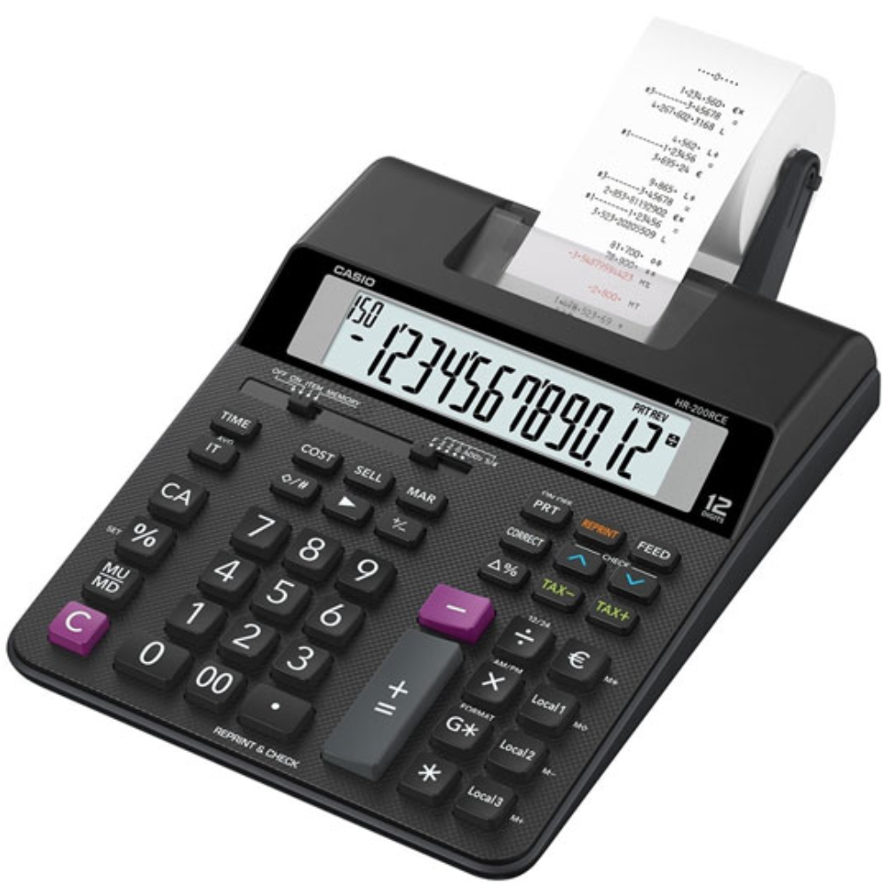[CAS-CAL-HR200RC] Sumadora 12 dígitos CASIO 2.0 líneas por segundo