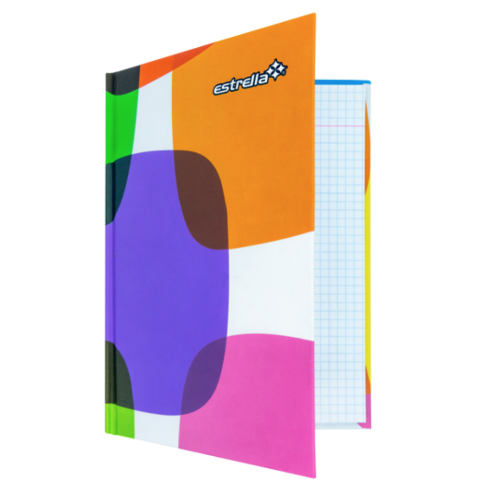 [EST-CUA-84] Libreta 1/4 pasta dura forma francesa Estrella cuadro chico 5 mm 96 hojas