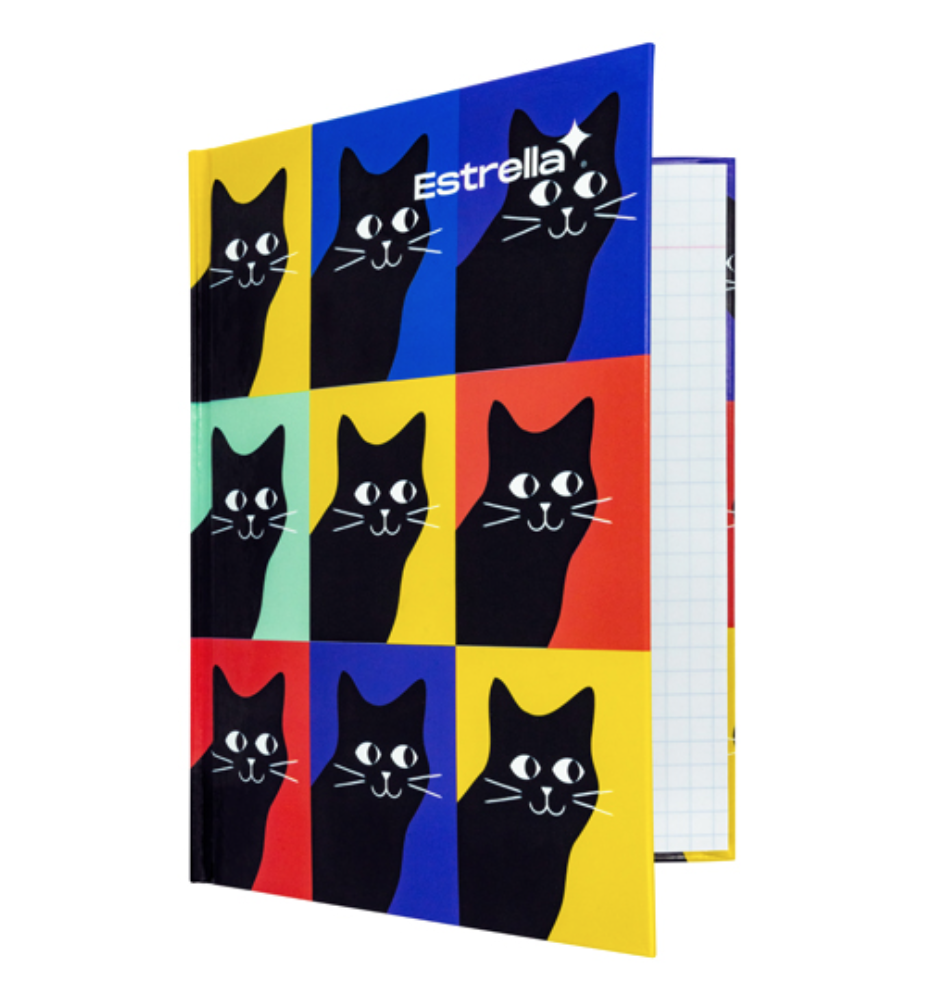 [EST-CUA-86] Libreta 1/4 pasta dura forma francesa Estrella cuadro grande 7 mm 96 h