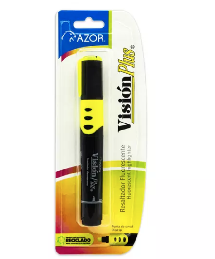 Resaltador de texto Vision Plus punta cincel 6 mm color amarillo blíster 